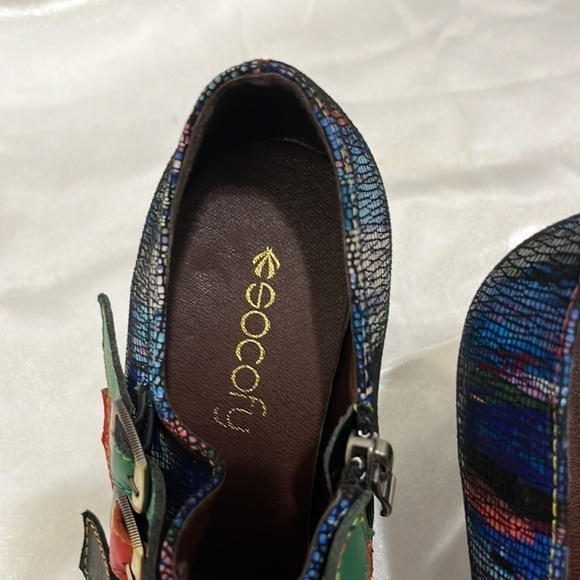 NWOT Socofy Multi Colored 3in Heel Shoes - Picture 3 of 4
